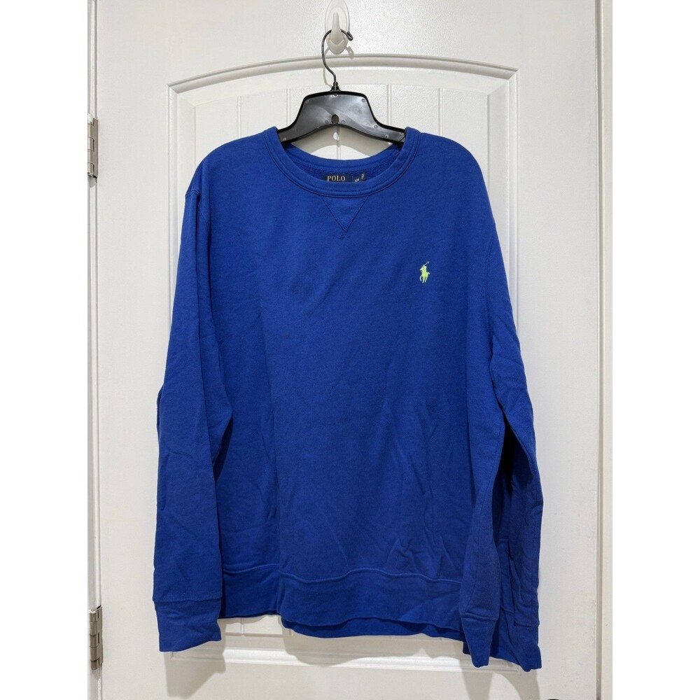 Polo Ralph Lauren Blue Mini Pony Blank Crewneck Sweatshirt Fleece Men’s Sz XXL